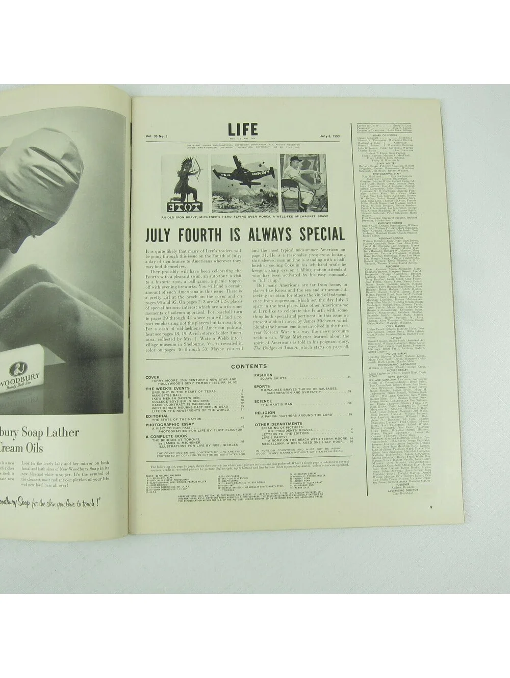 LIFE Magazine July 1953 Terry Moore Bridges at Toko-Ri Michener Milwaukee Braves